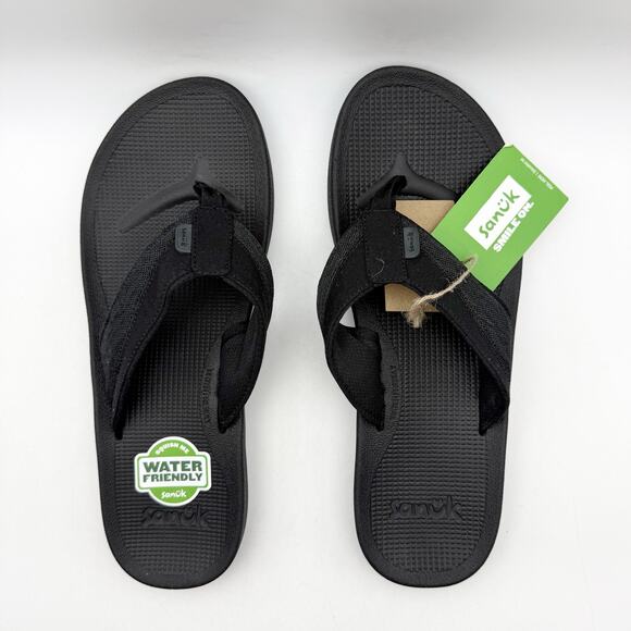 Sanuk Mens Cosmic Seas Mesh Thong Sandals US 11 EU 44 Black NWOB main image 11